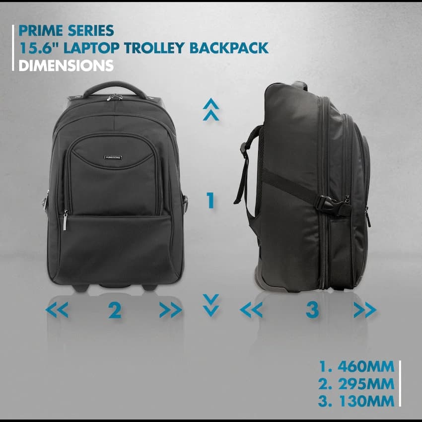 Kingsons Prime 15.6" Laptop Trolley Backpack - Black 7