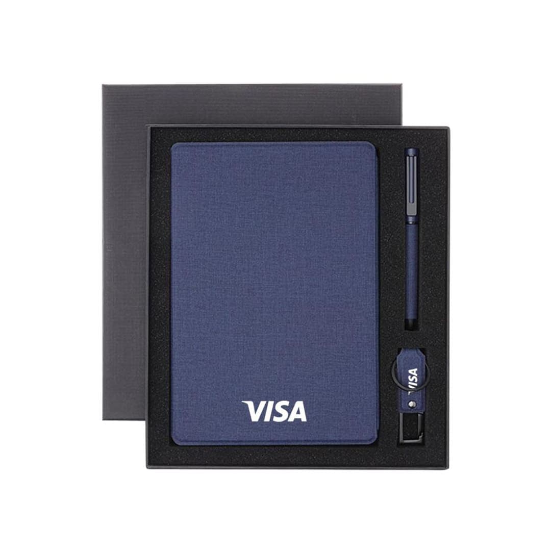 LENZEN - CHANGE ZERO Sustainable Gift Set with Refillable Notebook, Pen & USB Keychain - Navy 7