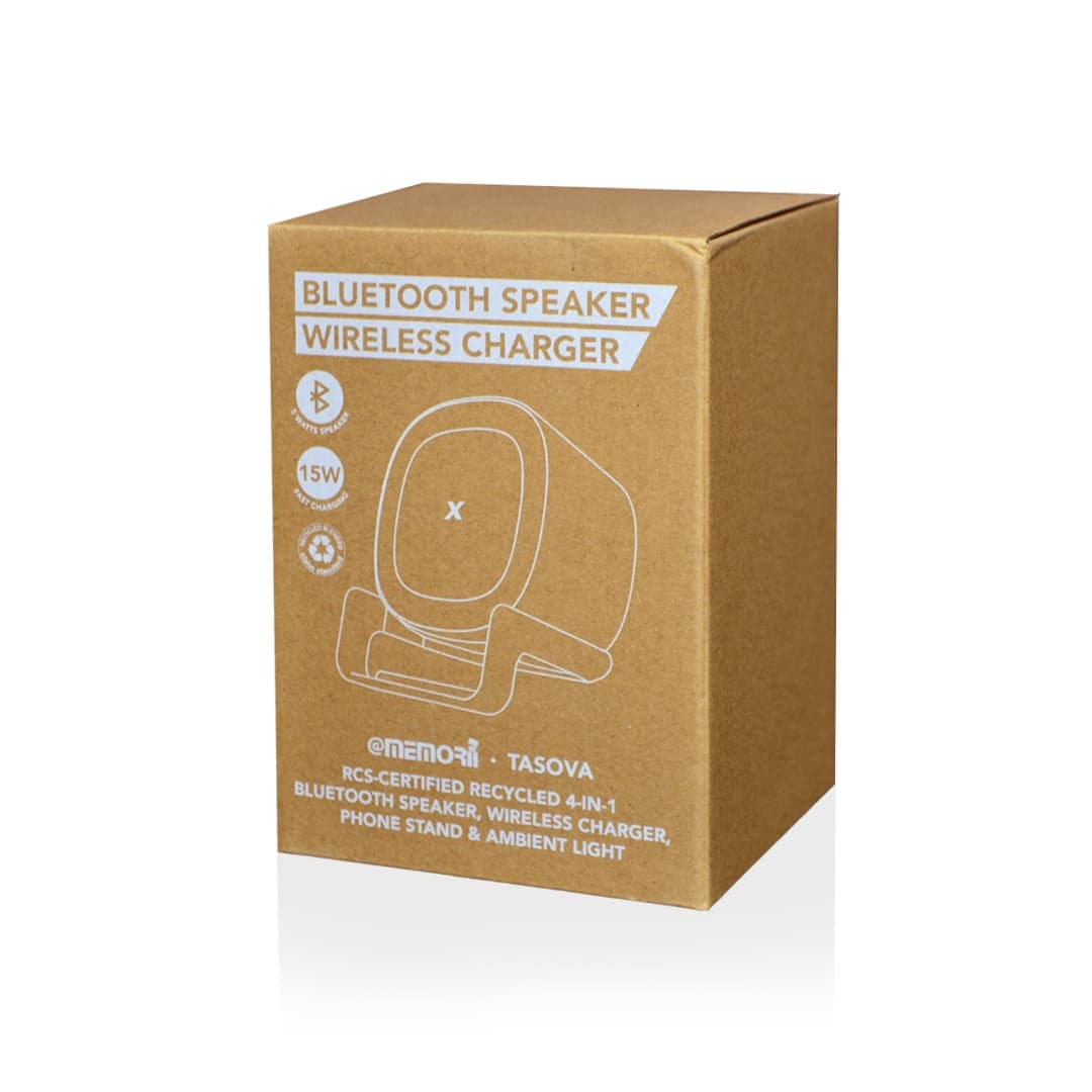 TASOVA - @memorii Recycled 15W Wireless Charger Bluetooth Speaker - White/Tan 5