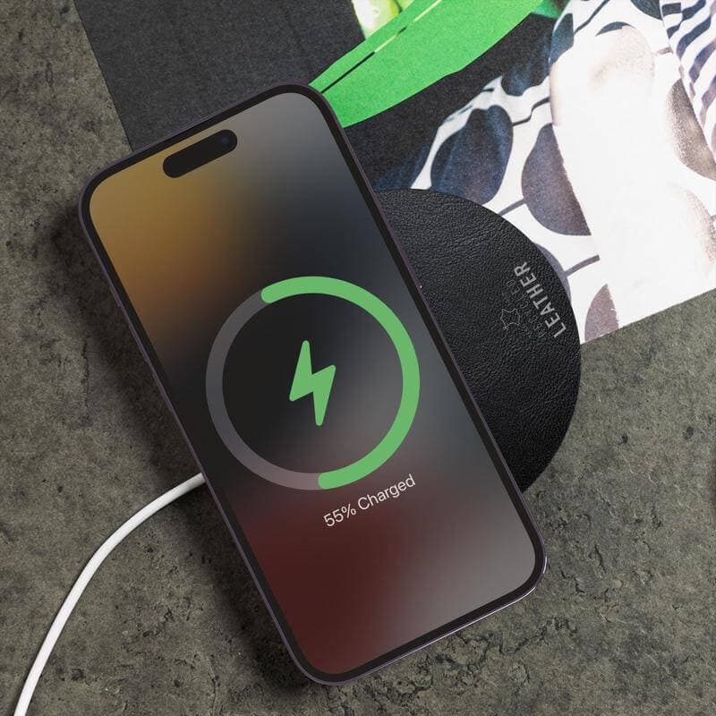 ANZIO - Recycled Leather 15W Wireless Charger - Black 4