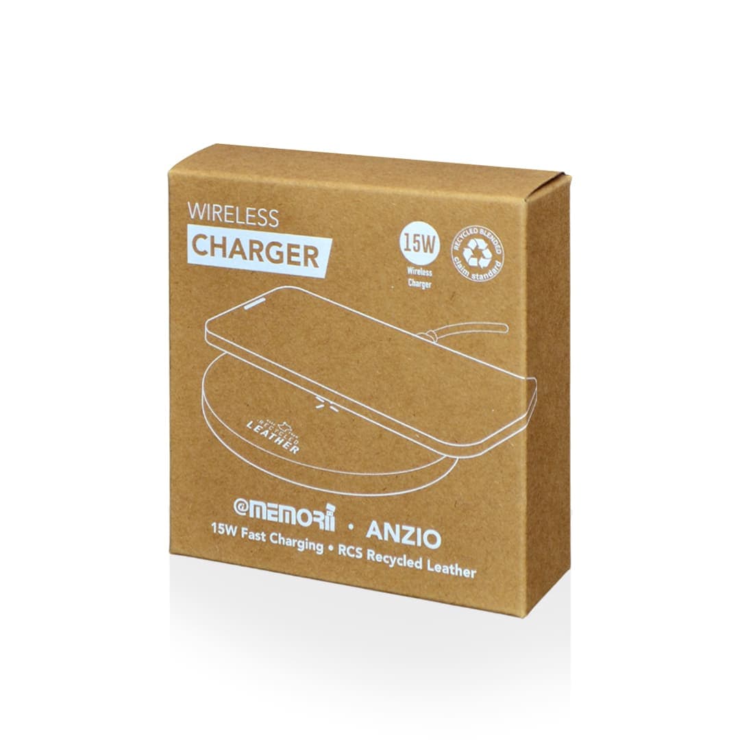 ANZIO - Recycled Leather 15W Wireless Charger - Black 7