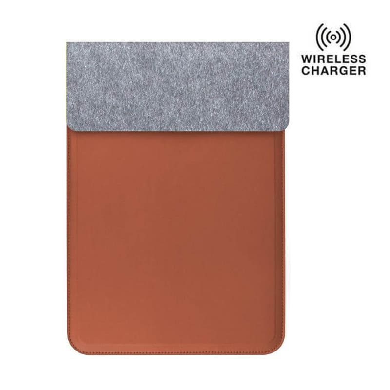 CAMDEN - Giftology 14" Felt Laptop Sleeve With 15W Magnetic Charger - Tan 1