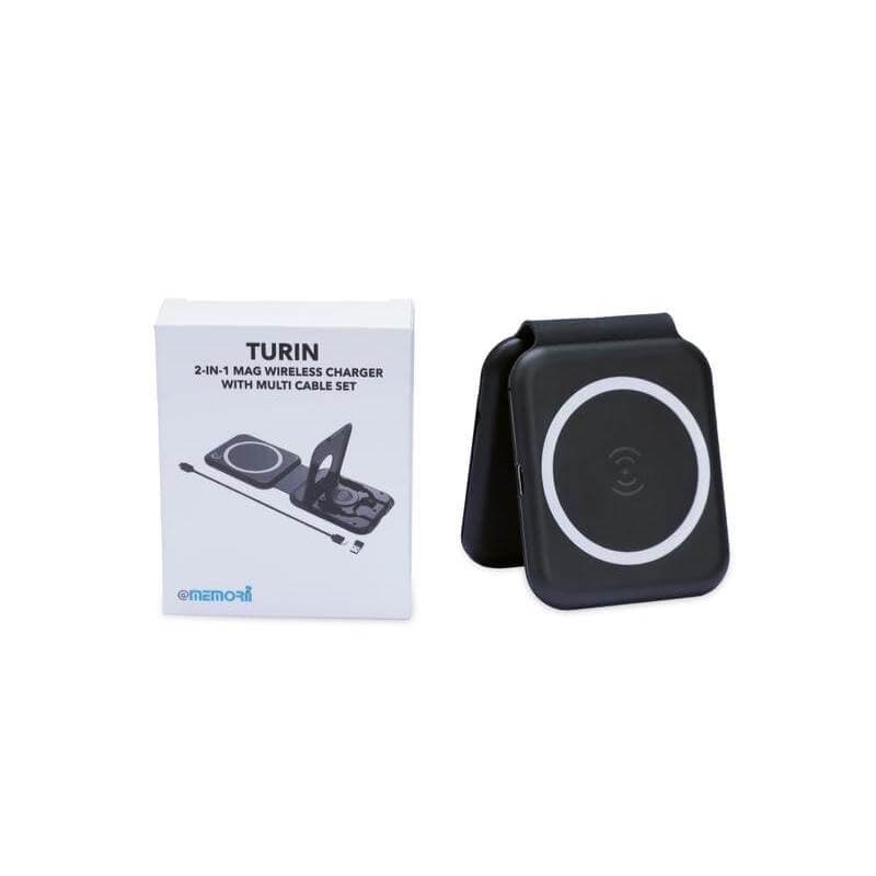 TURIN - @memorii Foldable 2-in-1 Wireless Charger and Multicable Set - Black 9