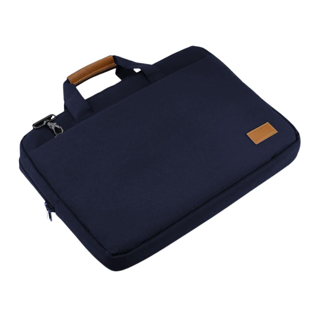 SLOTEN - Santhome® 15" Laptop Bag - Navy Blue/Tan 3