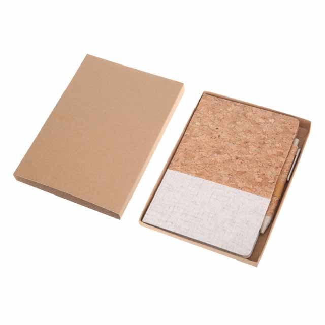 BORSA - eco-neutral Set of A5 Cork Fabric Hard Cover Notebook and Pen - White 2