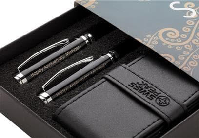 DUSCO SET - Swiss Peak Executive Pen Set - Black/Silver 4