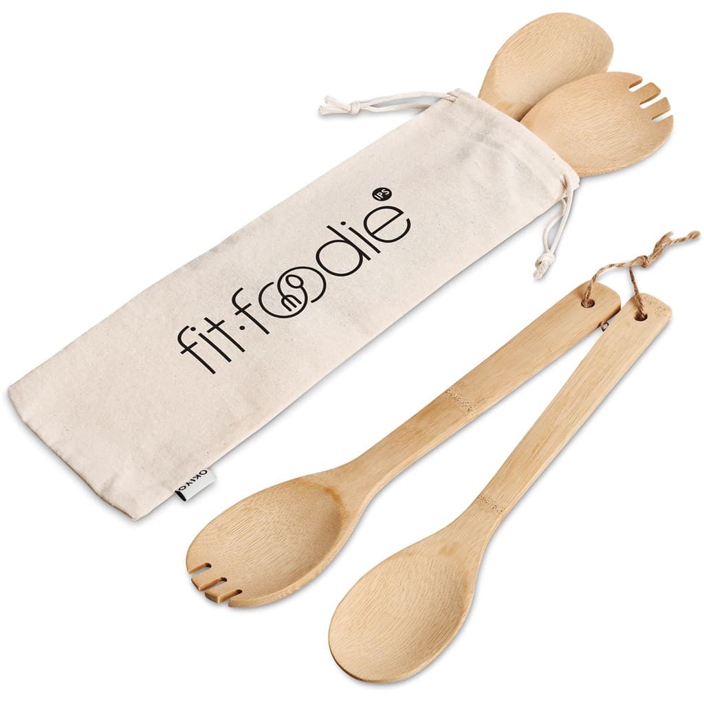 Okiyo Shinsen Bamboo Salad Servers 1