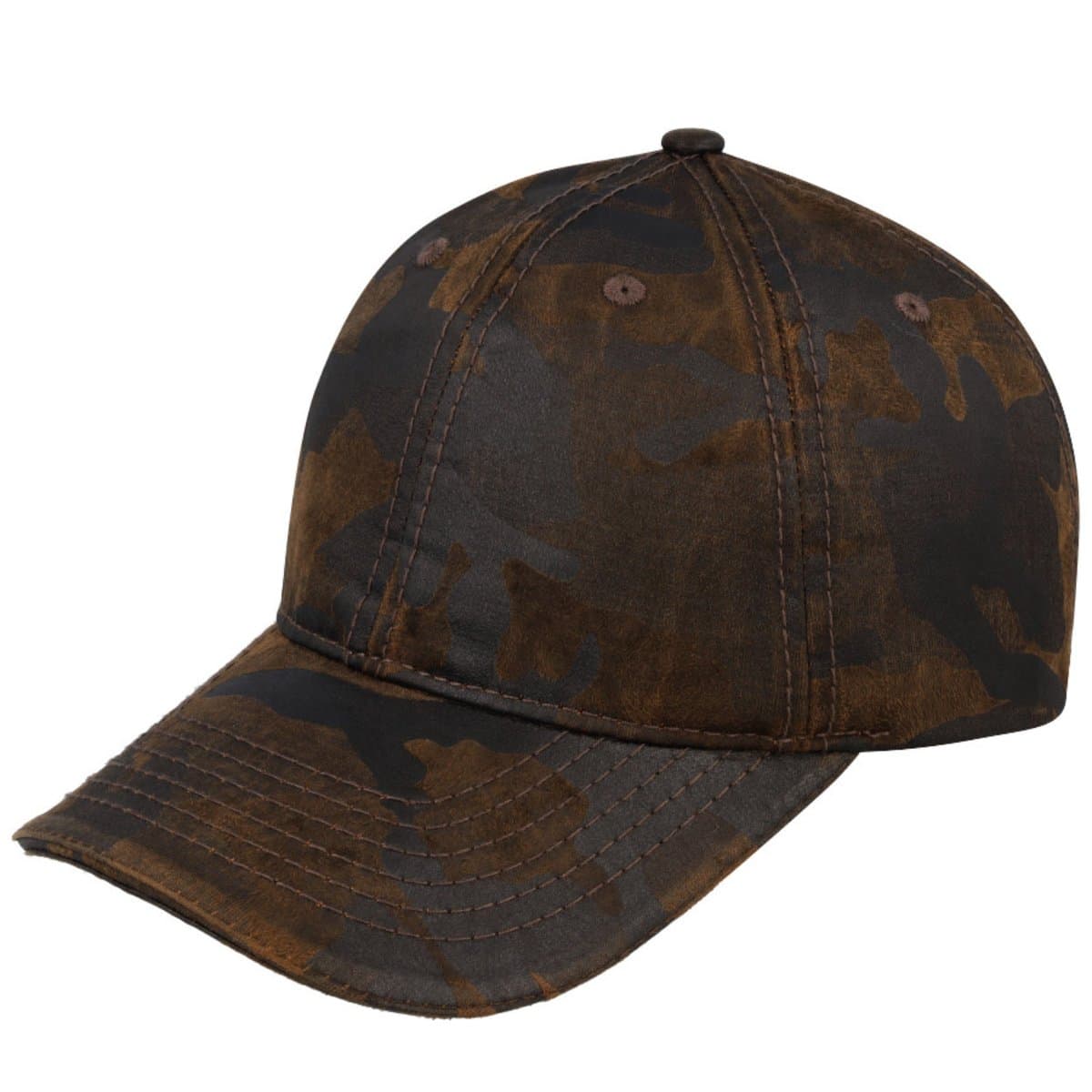 Washed Oil Skin 6P Cap - Camo Green 19