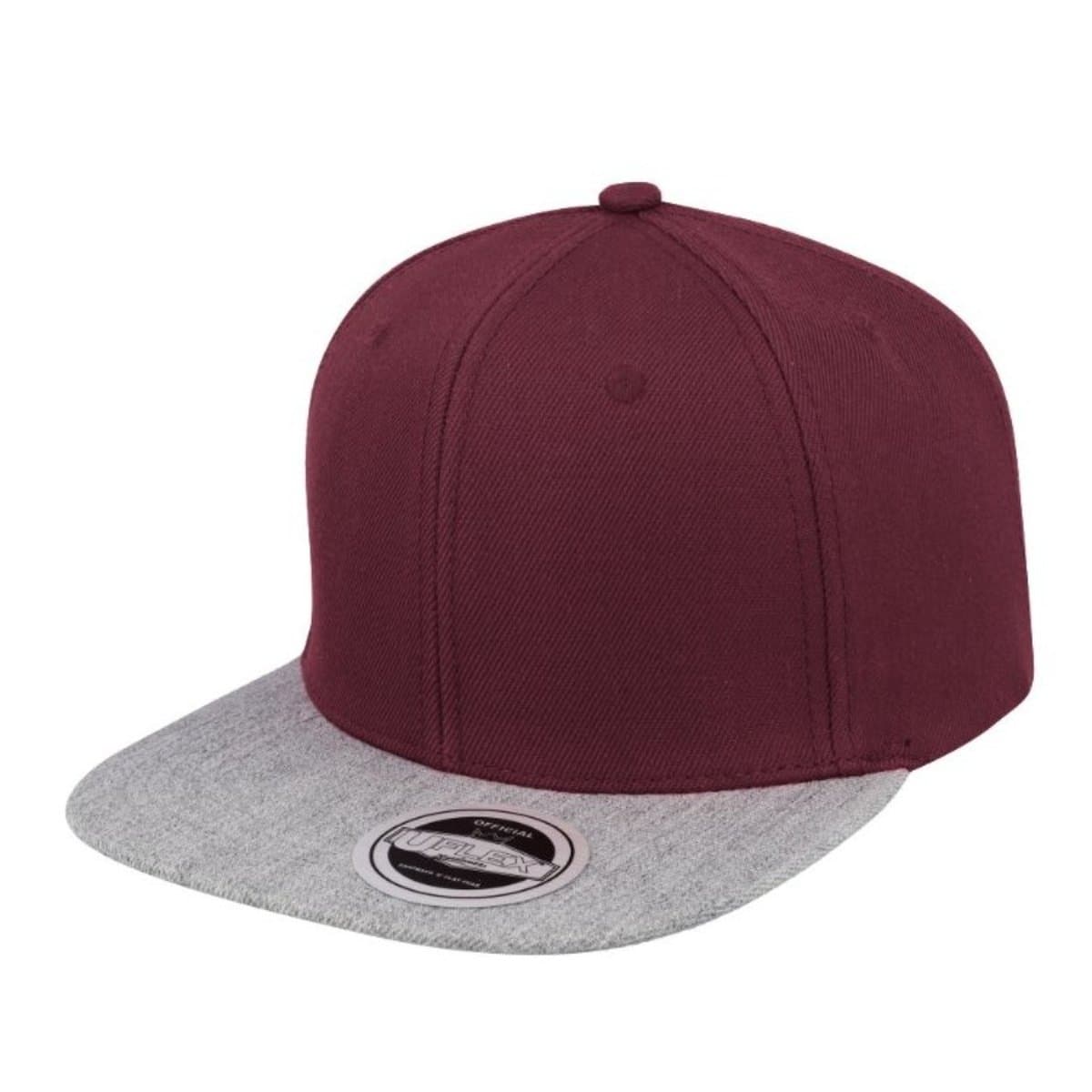 Uflex 6P Flat Peak Snapback - Burgundy/Grey 19