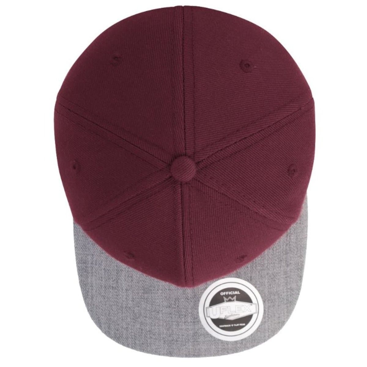 Uflex 6P Flat Peak Snapback - Burgundy/Grey 20