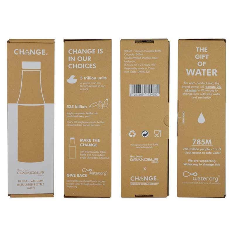 R-BREDA - CHANGE Collection Recycled Insulated Water Bottle - White 2