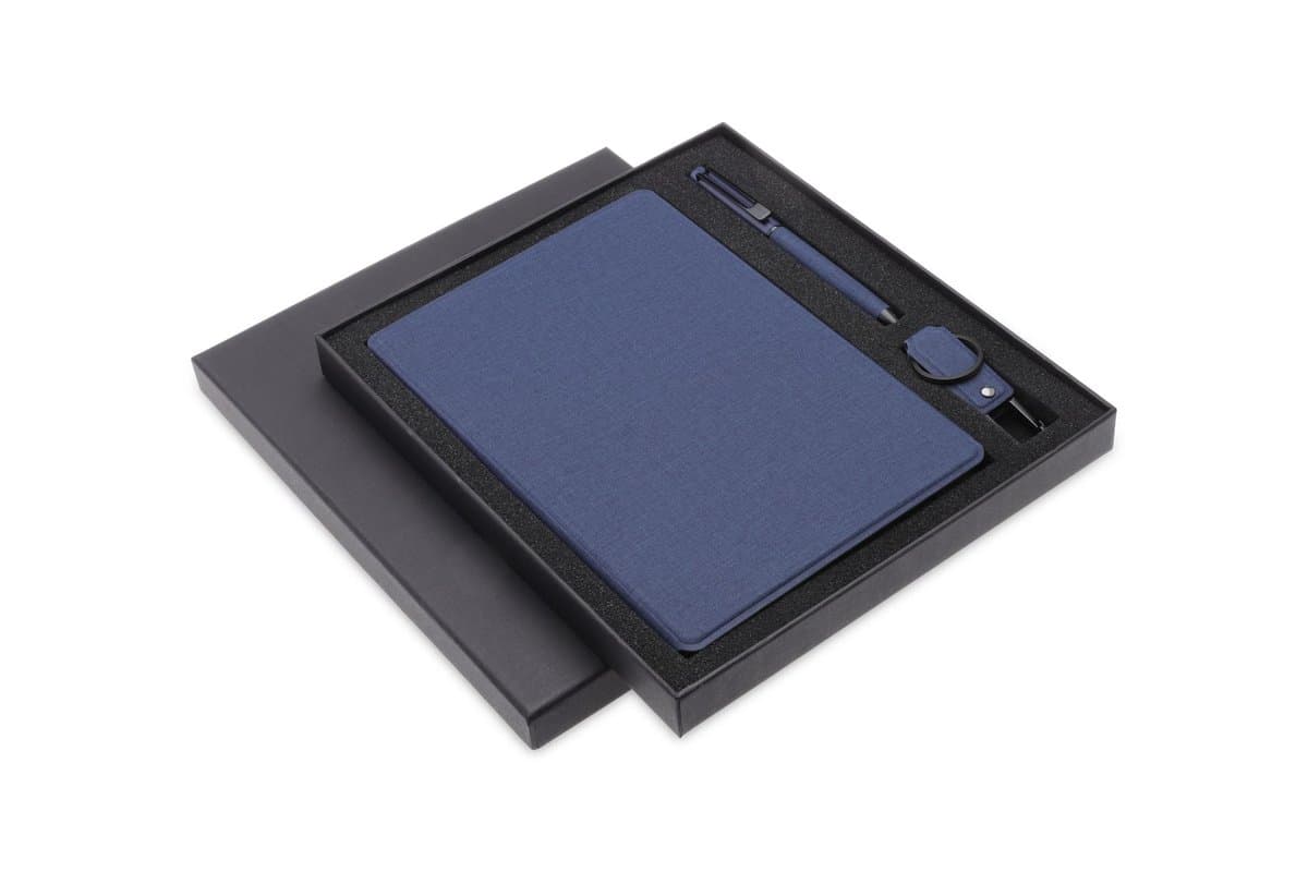 LENZEN - CHANGE ZERO Sustainable Gift Set with Refillable Notebook, Pen & USB Keychain - Navy 6