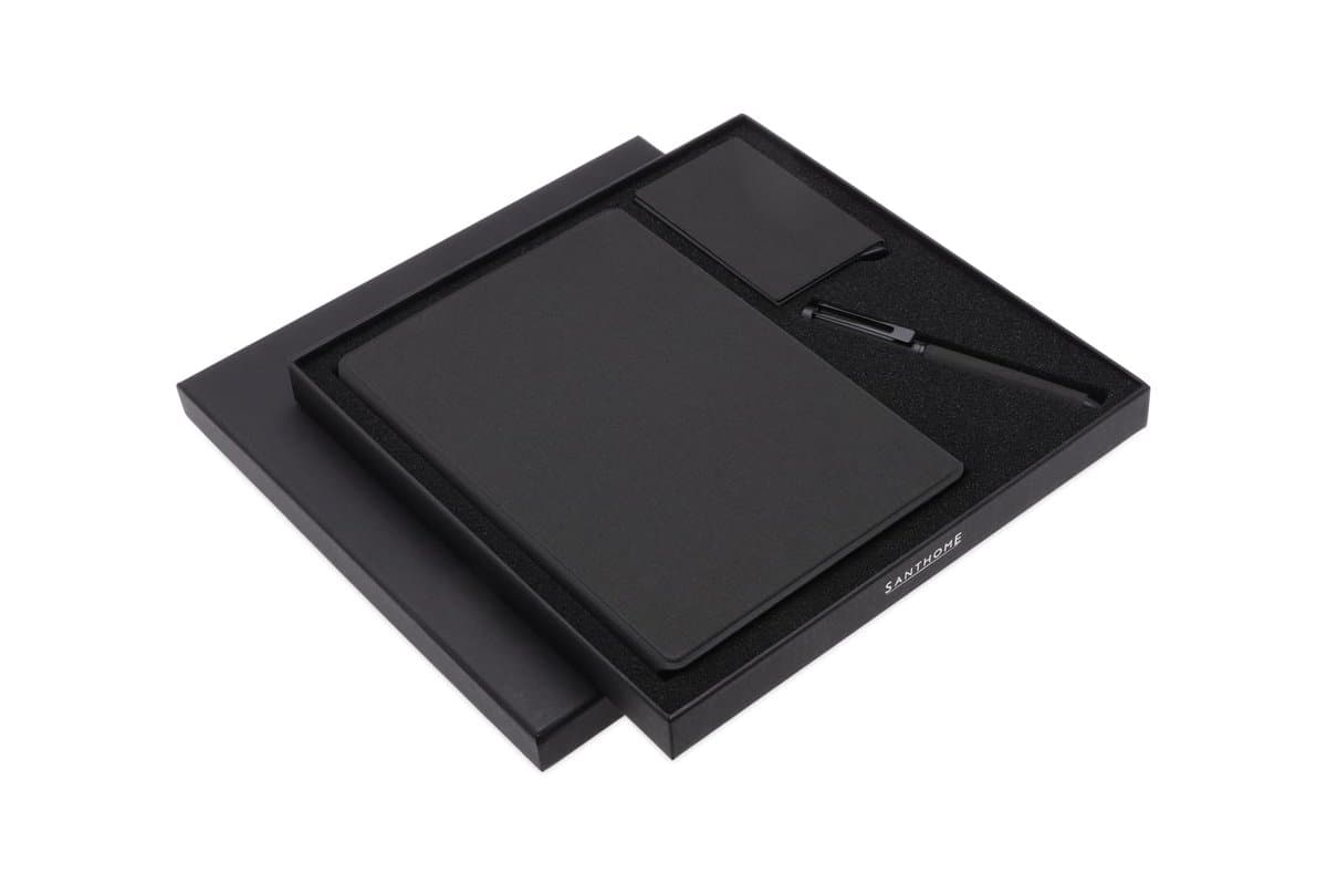 TESSIN - CHANGE ZERO Sustainable Gift Set with Refillable Notebook, Pen & Cardholder - Black 9