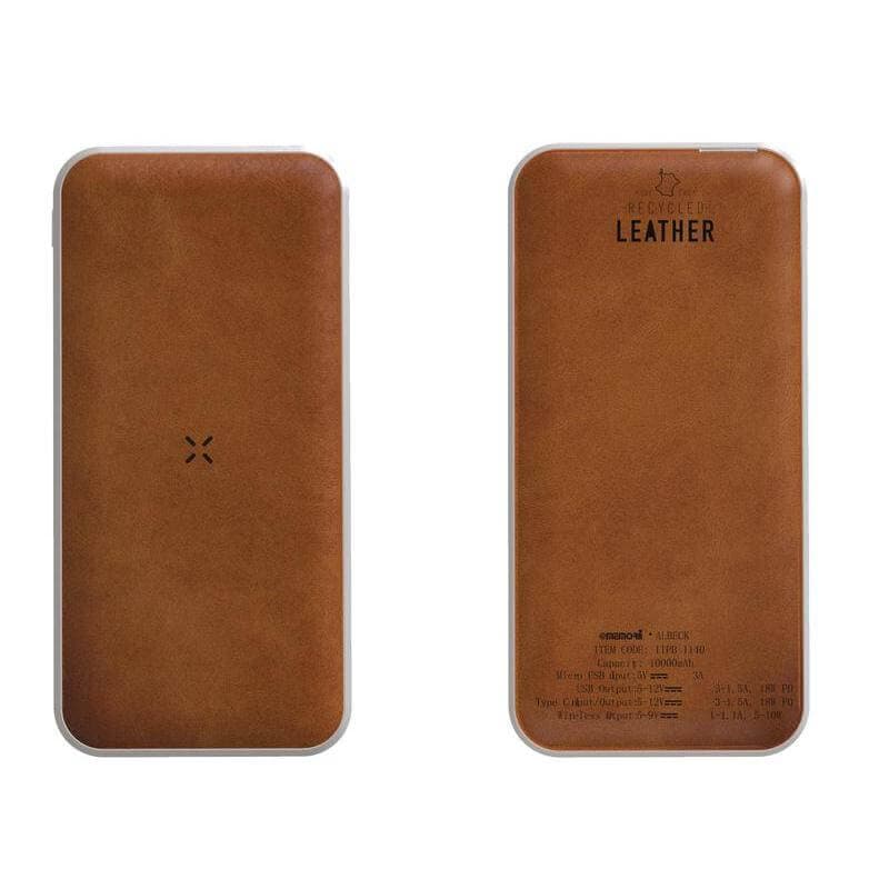 ALBECK - Recycled Leather 10000mAh PD Powerbank - White/Tan 5