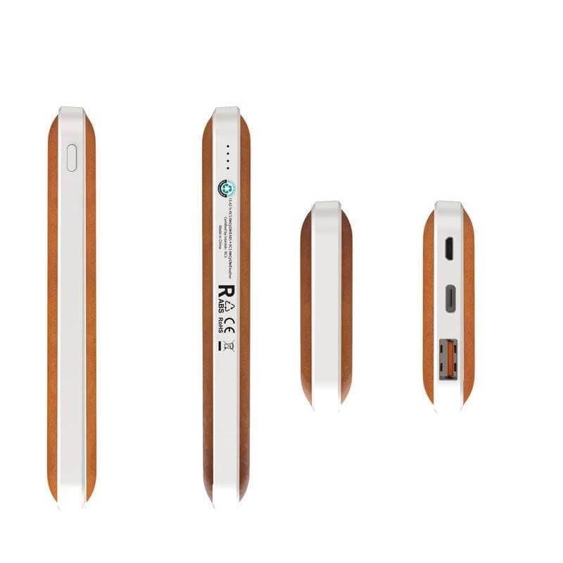 ALBECK - Recycled Leather 10000mAh PD Powerbank - White/Tan 6