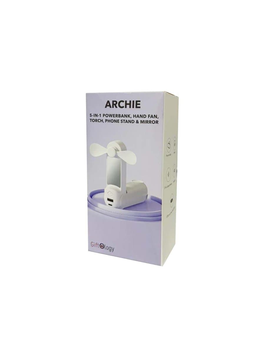 ARCHIE - Giftology 5-in-1 Powerbank Fan with Torch, Phone Holder & Mirror 4