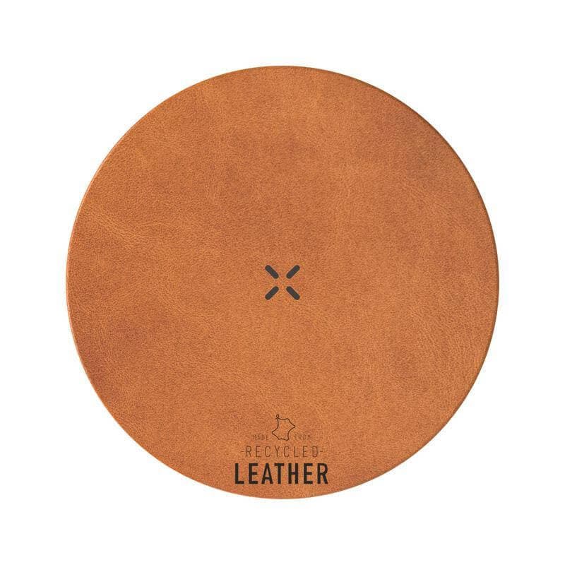 ANZIO - Recycled Leather 15W Wireless Charger - White/Tan 3