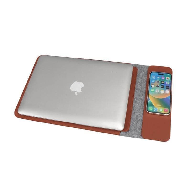 CAMDEN - Giftology 14" Felt Laptop Sleeve With 15W Magnetic Charger - Tan 7