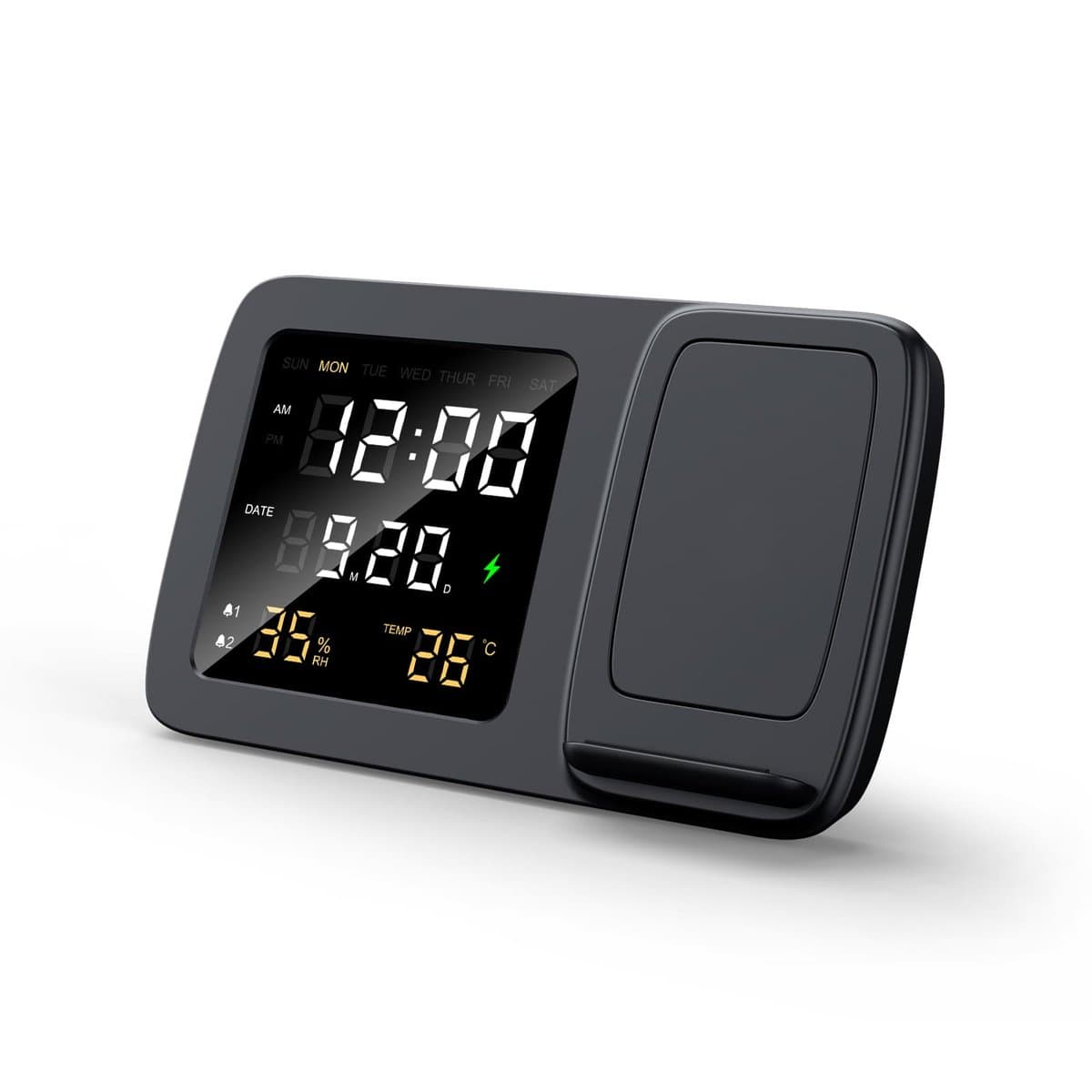 RISE - Giftology Digital Alarm Clock & Wireless Charger - Black 2