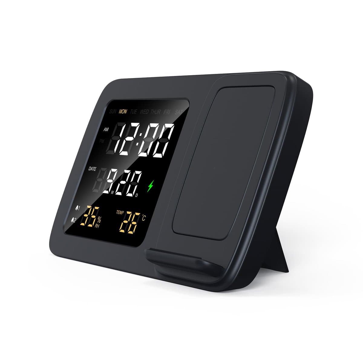 RISE - Giftology Digital Alarm Clock & Wireless Charger - Black 8