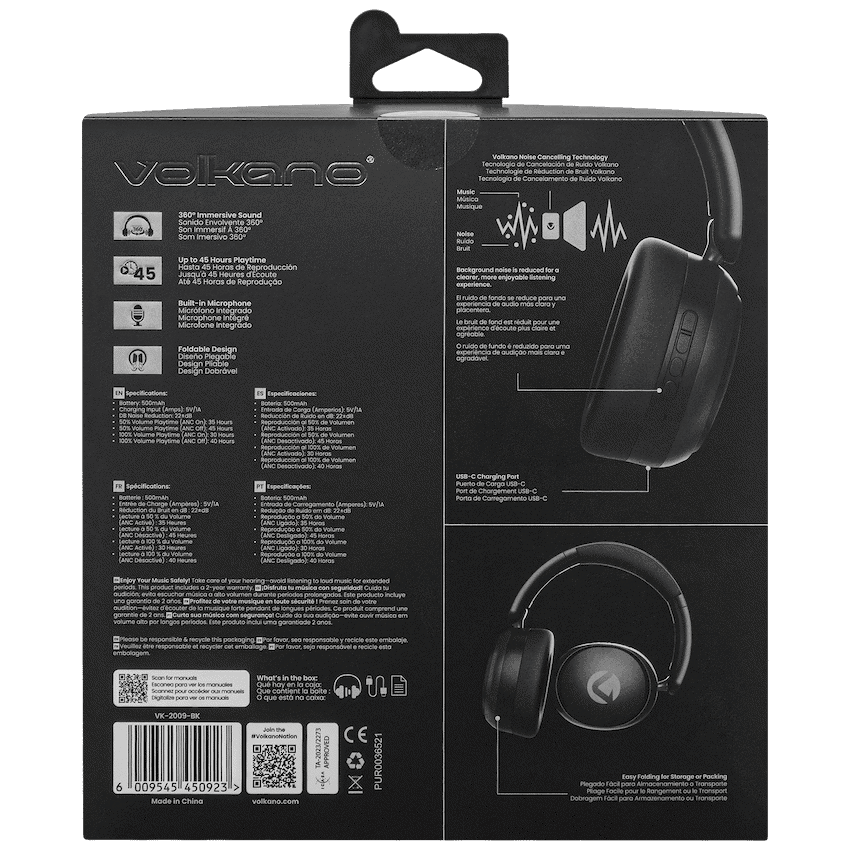 Volkano Lexi Bluetooth Headphone with ANC - Black 10