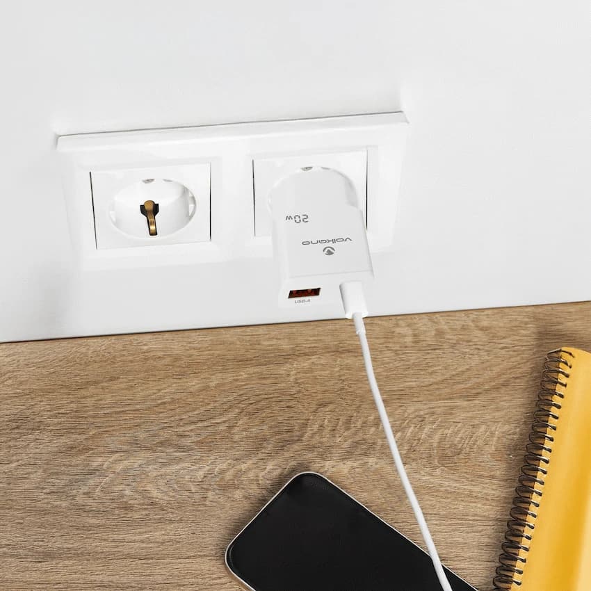 Volkano Mighty Series 20w Dual USB-A & USB-C GaN Wall Charger 5