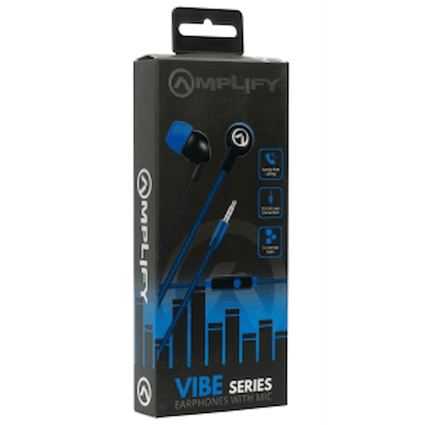 Amplify Vibe Series Earphones with Mic - Black and Blue 3