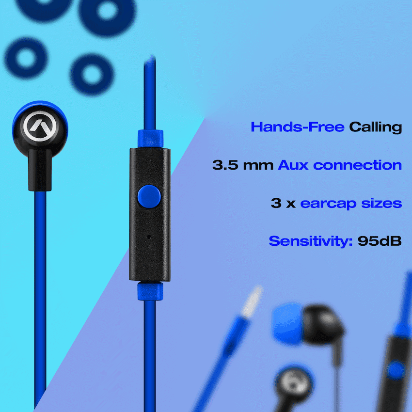 Amplify Vibe Series Earphones with Mic - Black and Blue 5