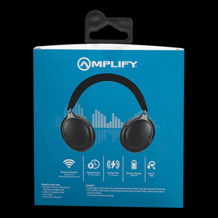 Amplify Chorus 3 Bluetooth Wireless Headphones - Black 9
