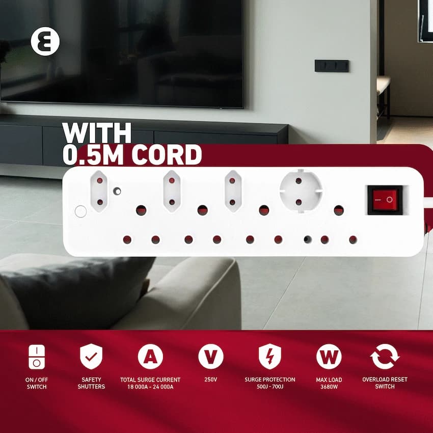 Ellies 8-Way High Surge Multiplug 0.5m 11