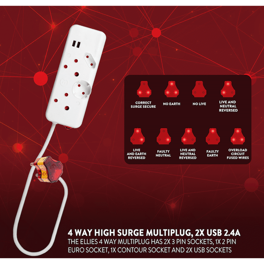 Ellies 4-Way High Surge Multiplug 3
