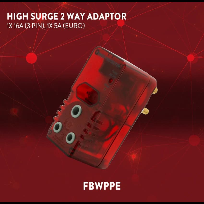 Ellies High Surge Adaptor 1x 5a (Euro), 1x 16a (3-Pin) 6