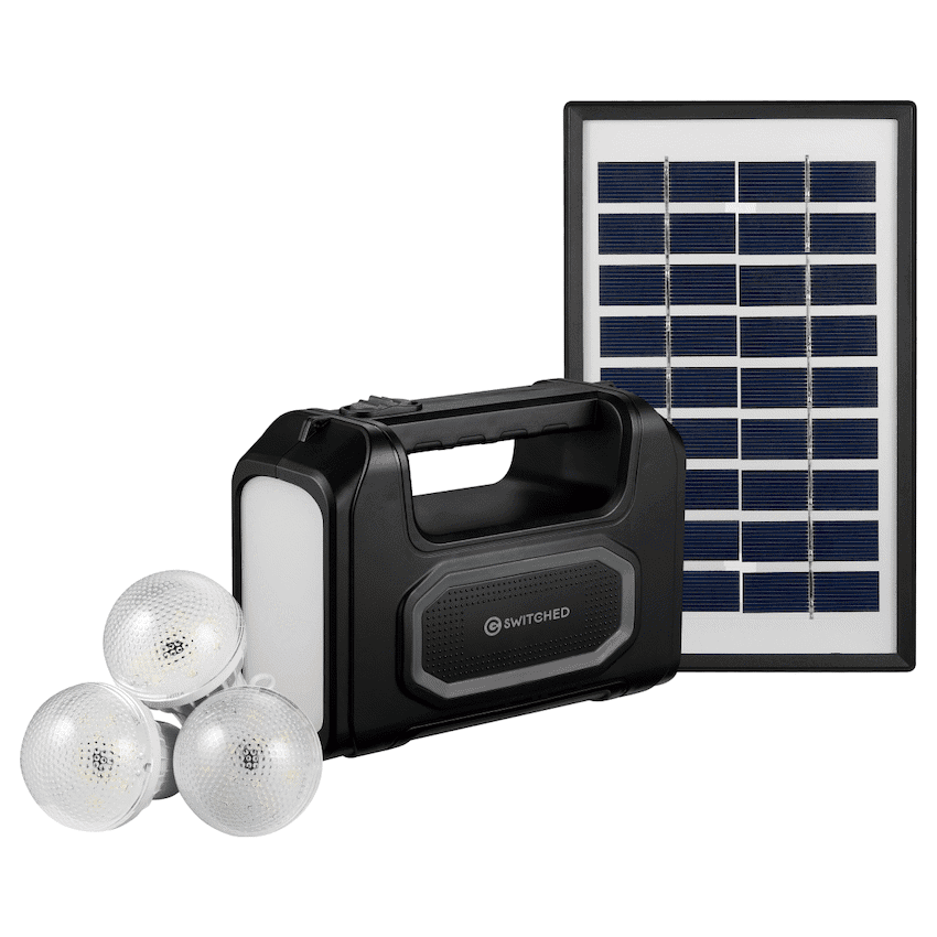 Switched Portable Power Station with Solar Panel - Black 1