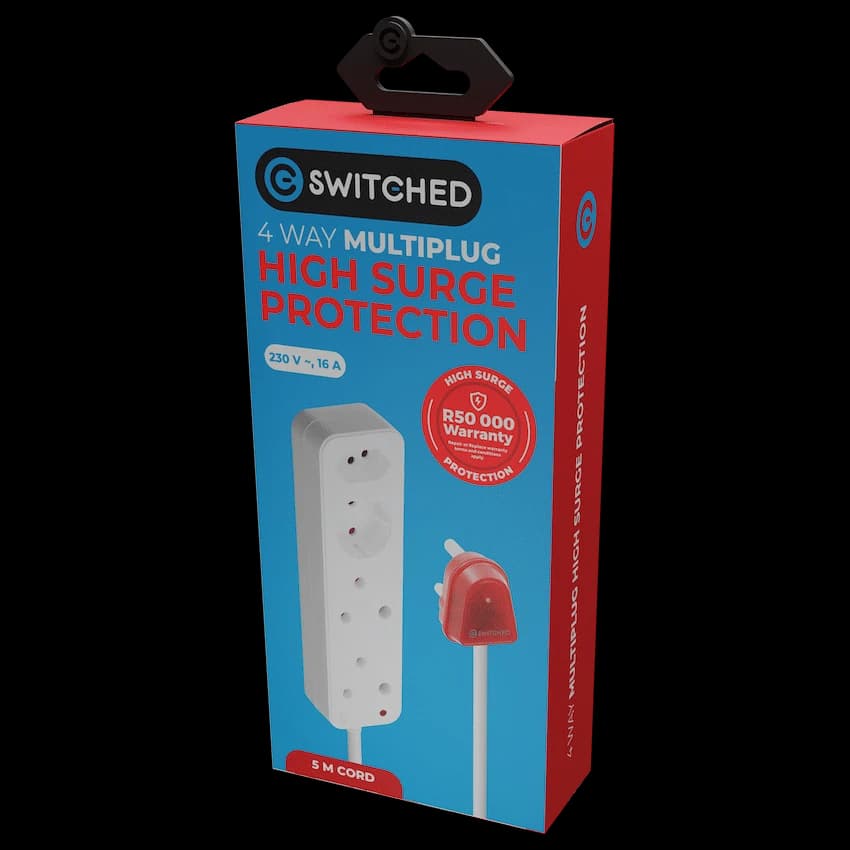 Switched High Surge 4-Way Multiplug 0.5m 1140J 2