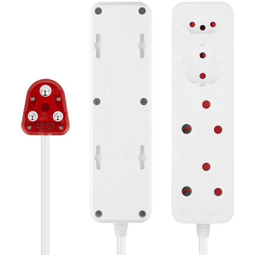 Switched High Surge 4-Way Multiplug 0.5m 1140J 4