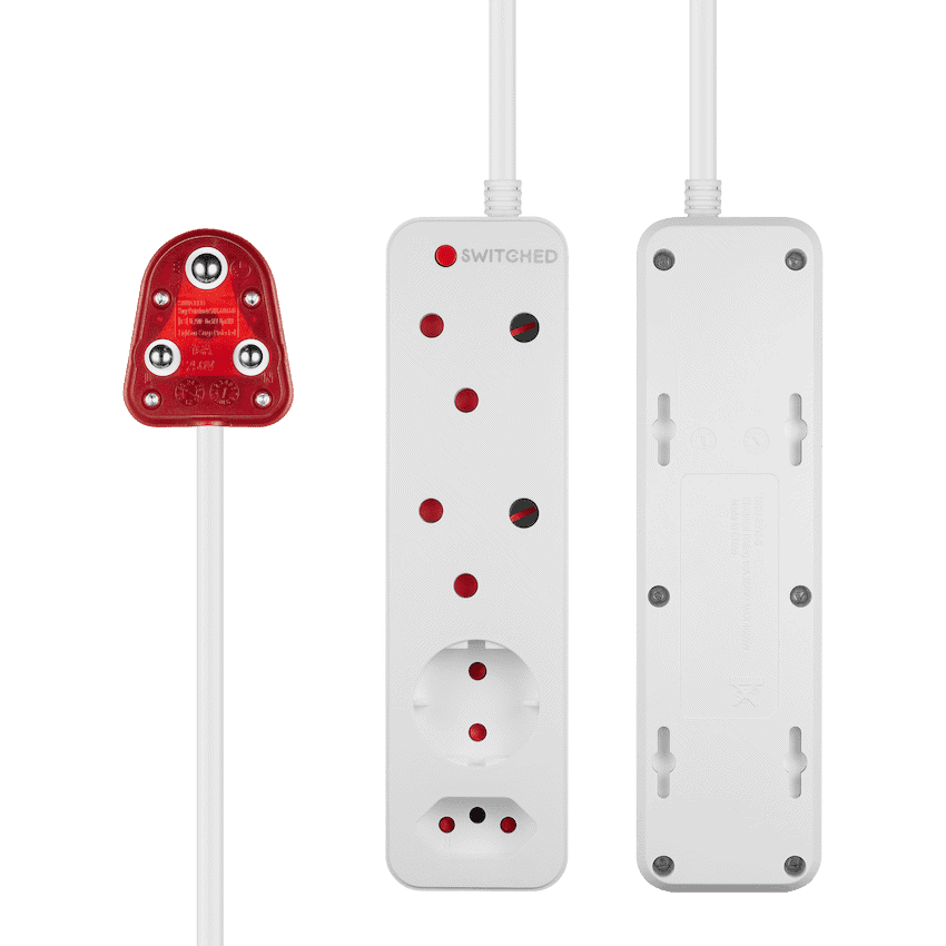 Switched High Surge 4-Way Multiplug 0.5m 1140J 7