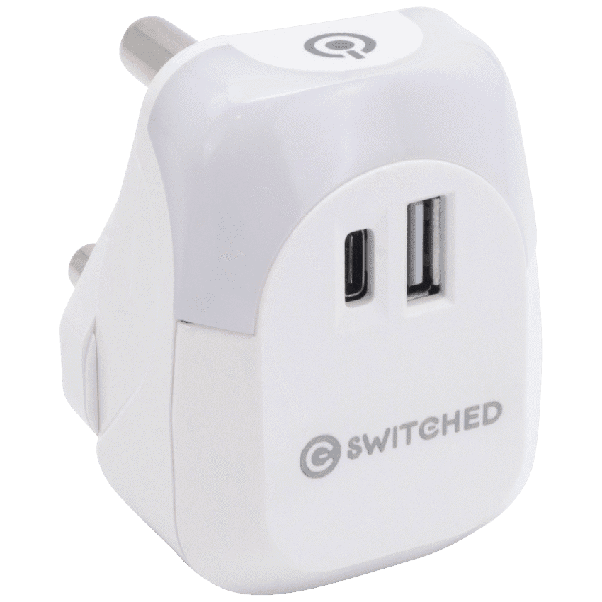 Switched Halo Fast Charge Power Adaptor, USB and Type-C Ports, Output 20w - Soft Touch Night Light 2