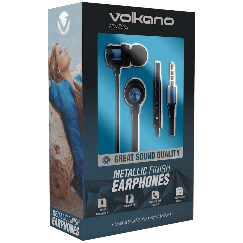 Volkano Alloy Series Metal Earphone - Blue 2