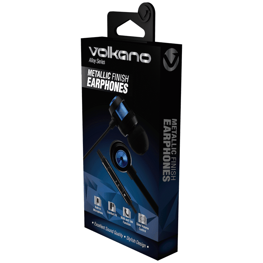Volkano Alloy Series Metal Earphone - Blue 4
