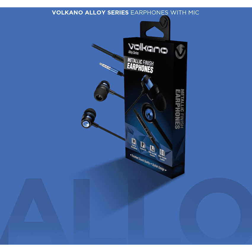 Volkano Alloy Series Metal Earphone - Blue 9