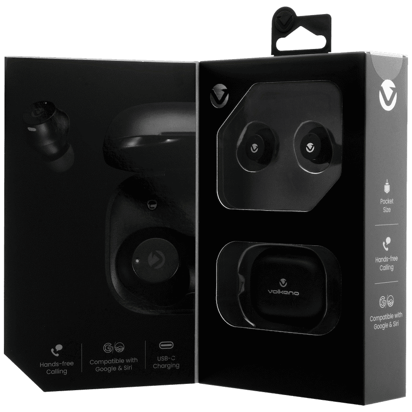 Volkano Taurus Series 2.0 True Wireless Earphones with Charging Case - Black 10