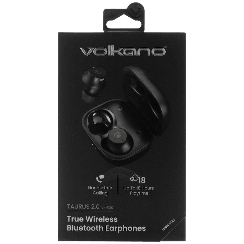 Volkano Taurus Series 2.0 True Wireless Earphones with Charging Case - Black 11