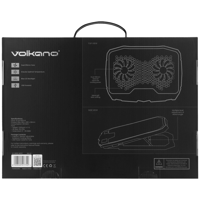 Volkano Glacier Series Upright Notebook Cooling Stand with Dual Fans 13
