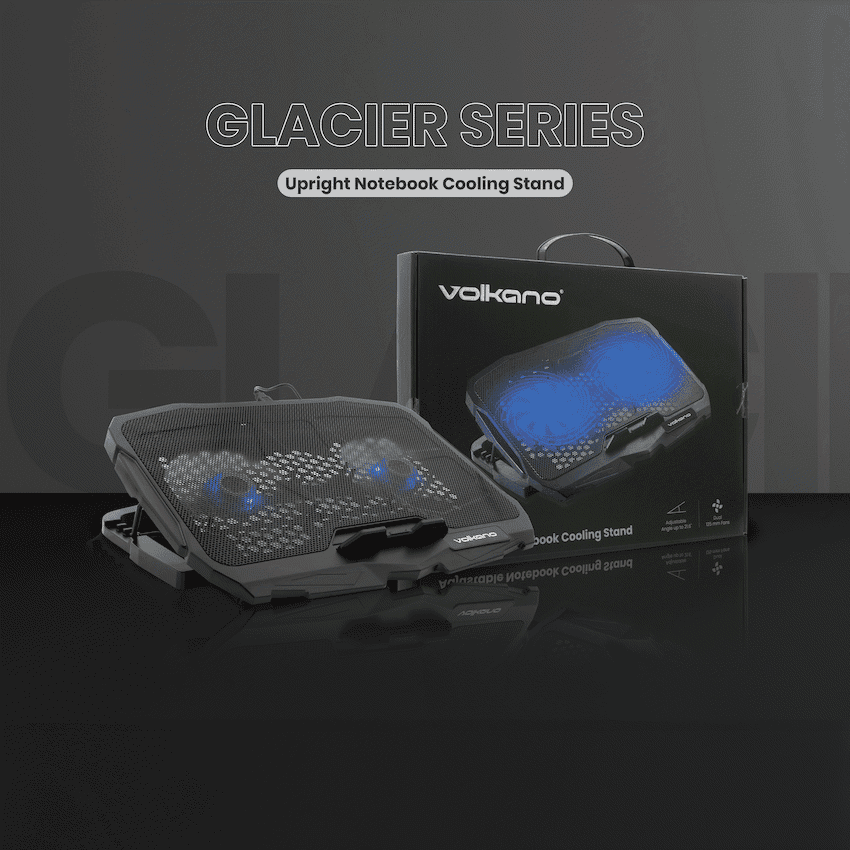 Volkano Glacier Series Upright Notebook Cooling Stand with Dual Fans 22