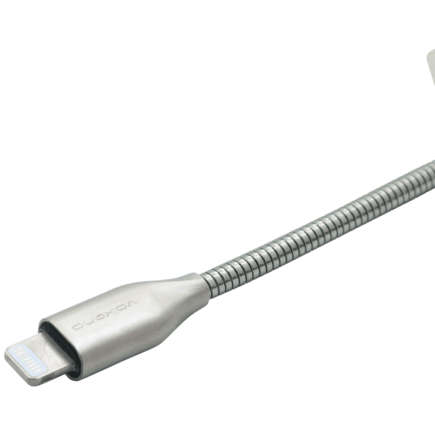 Volkano Iron Series Round Metallic Spring MFI Lightning Cable 1.2m - Silver 3