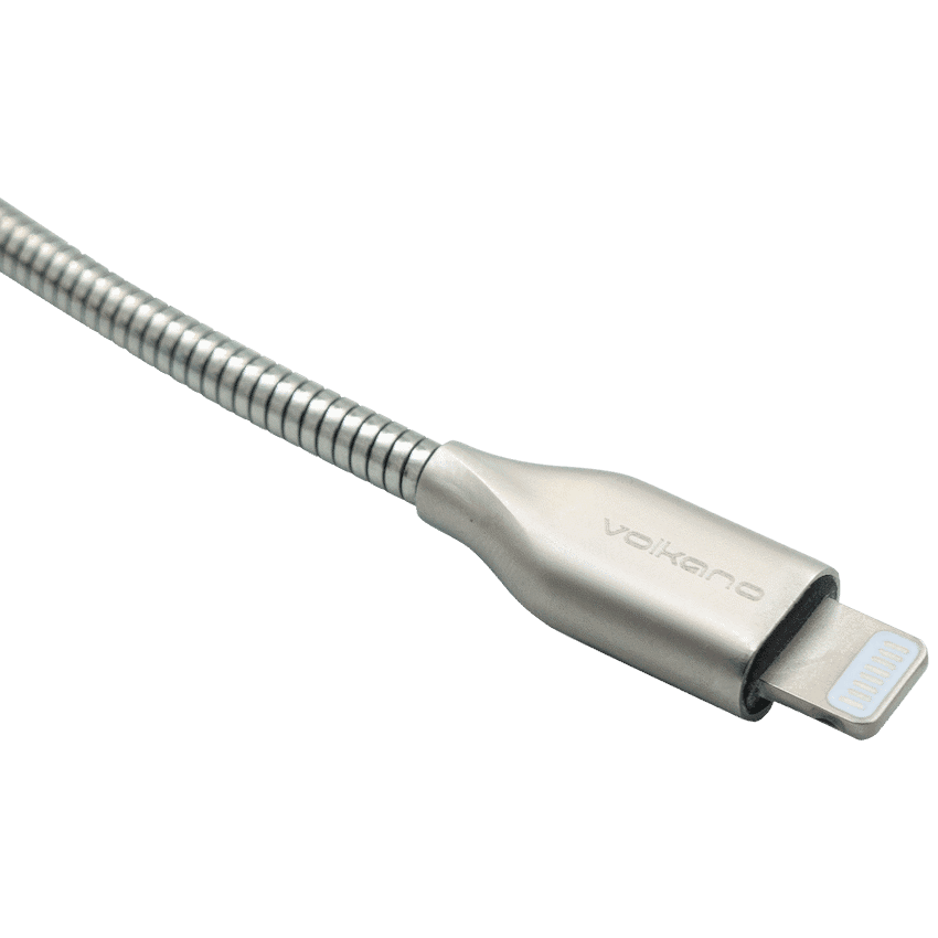 Volkano Iron Series Round Metallic Spring MFI Lightning Cable 1.2m - Silver 5
