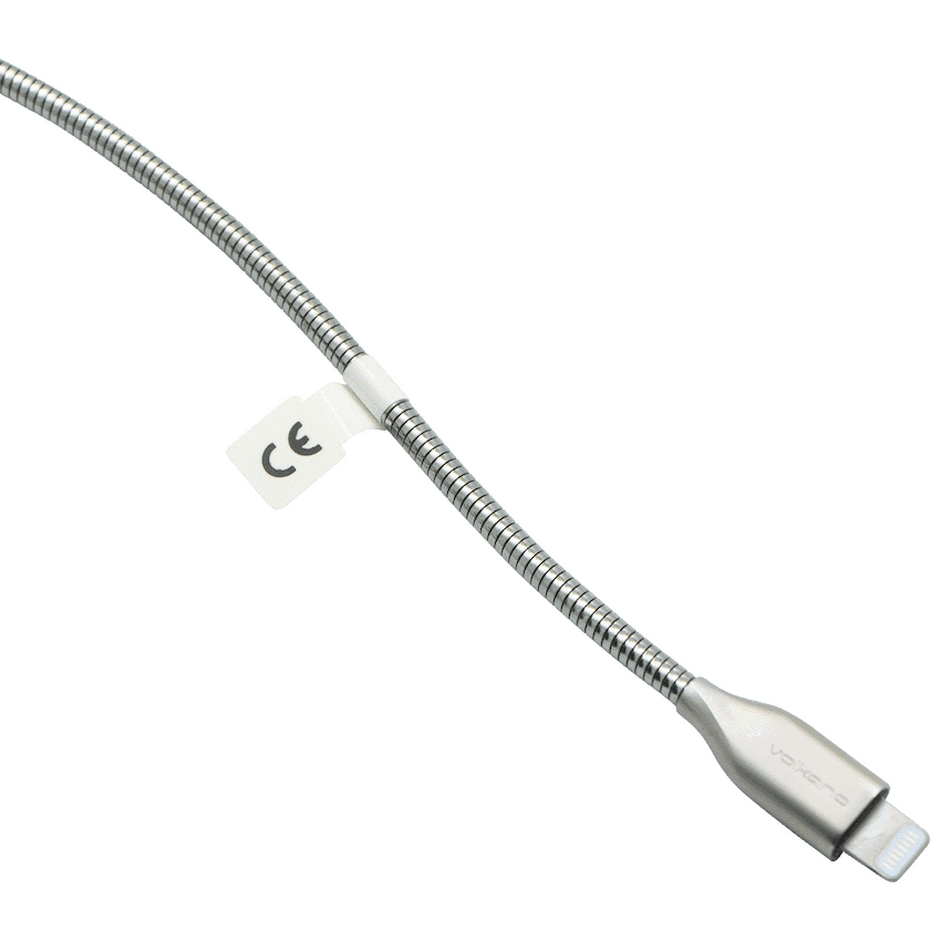 Volkano Iron Series Round Metallic Spring MFI Lightning Cable 1.2m - Silver 7