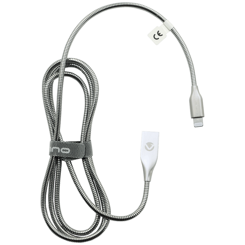 Volkano Iron Series Round Metallic Spring MFI Lightning Cable 1.2m - Silver 16