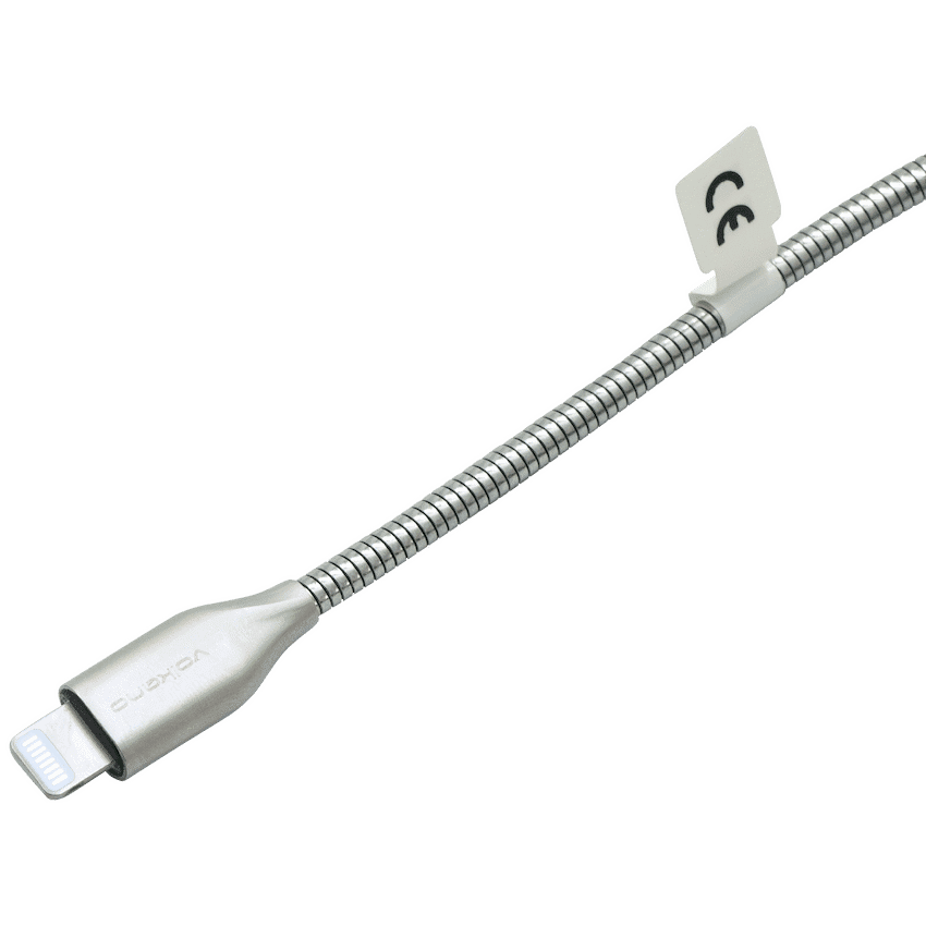 Volkano Iron Series Round Metallic Spring MFI Lightning Cable 1.2m - Silver 17