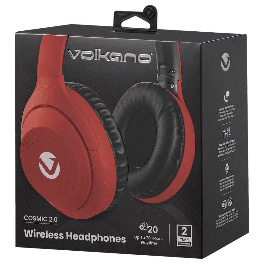 Volkano Cosmic 2 Series Bluetooth Headphones - Red 9